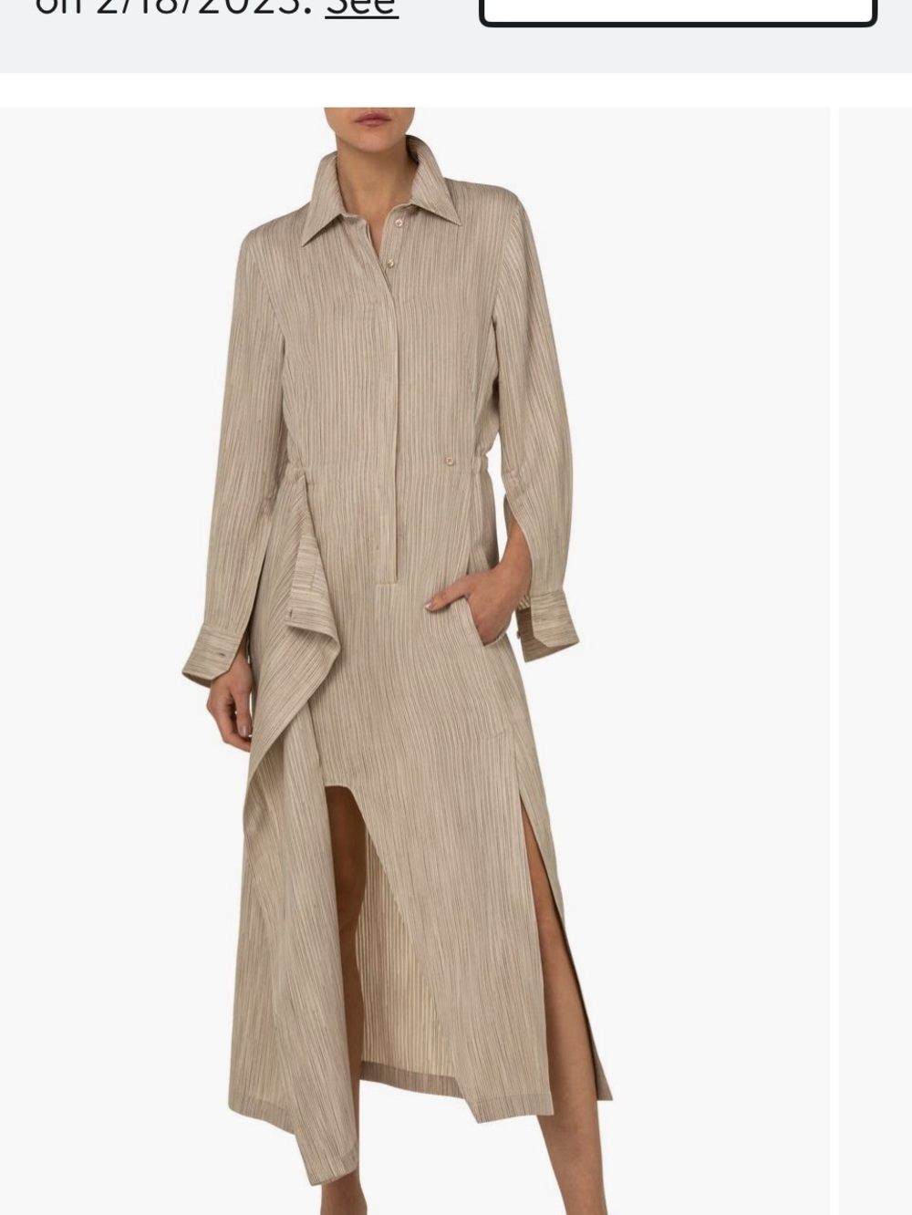 Akris Metallic Stripe Long Sleeve Apron Shirtdress Size 8
